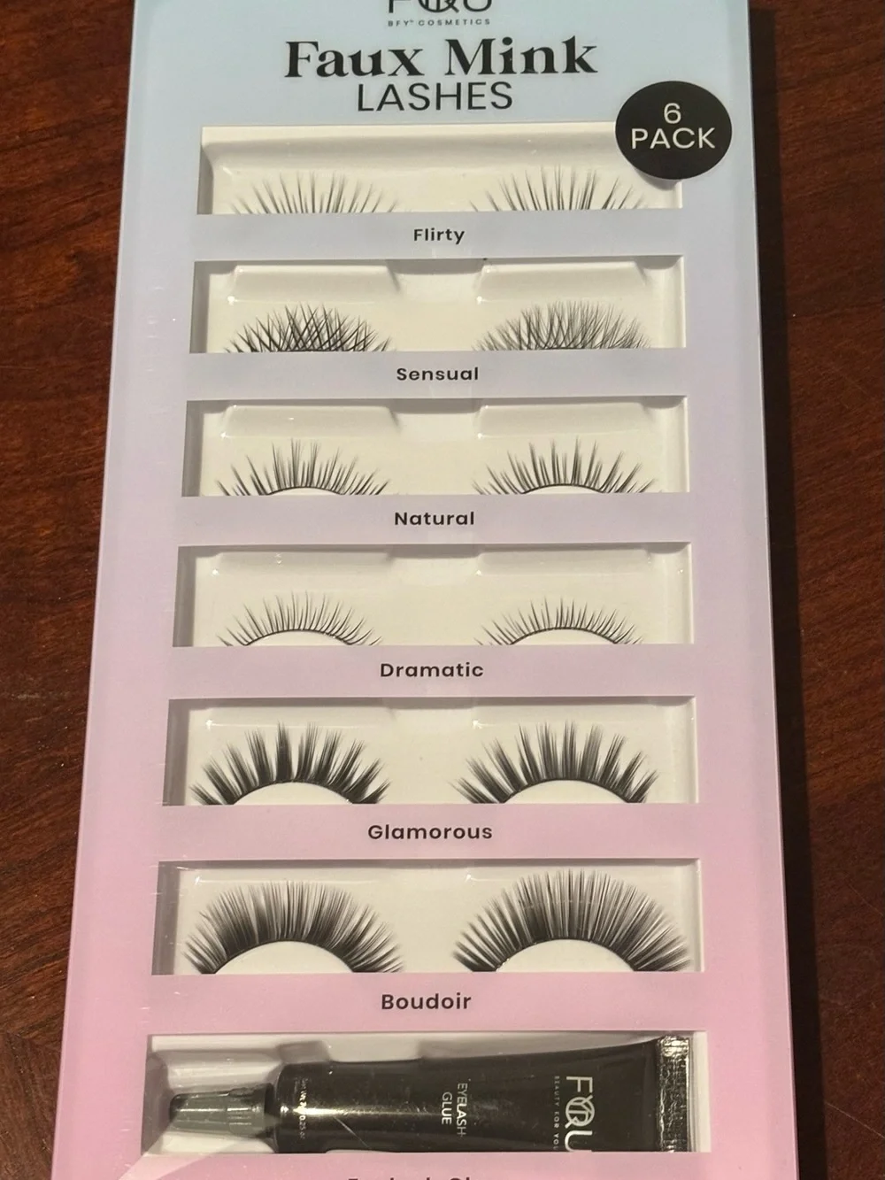 Faux Mink Lashes 6-Pack with Glue - Black